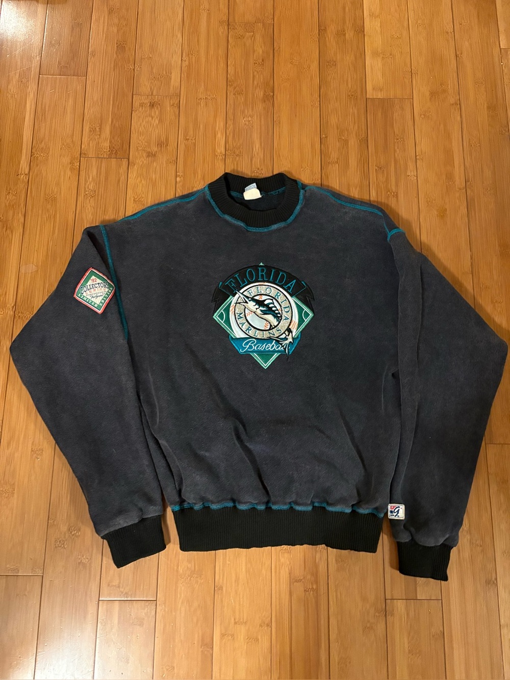 The Game Florida Baseball Crewneck Sweater - Charcoal with Teal Accents